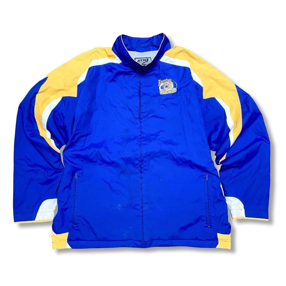 Vintage Bloomfield Bobcats Jacket Windbreaker Blue/Yellow Men's Large GTM Sports